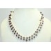 Women's bead 2 line necklace pearl garnet semi precious stone B 678